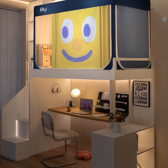 91家纺网 家纺一手货源 找家纺 飞轮海蚊帐 2025新款强遮光防蚊学生蚊帐-XZ-99（靠墙帘选配）开心黄