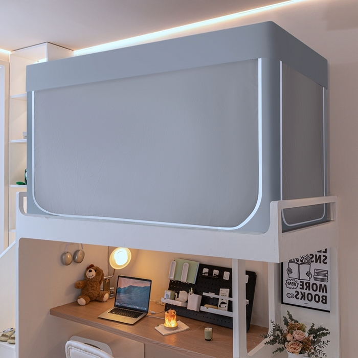 91家纺网 家纺一手货源 找家纺 飞轮海蚊帐 2025新款强遮光防蚊学生蚊帐-XZ-99（靠墙帘选配）银灰