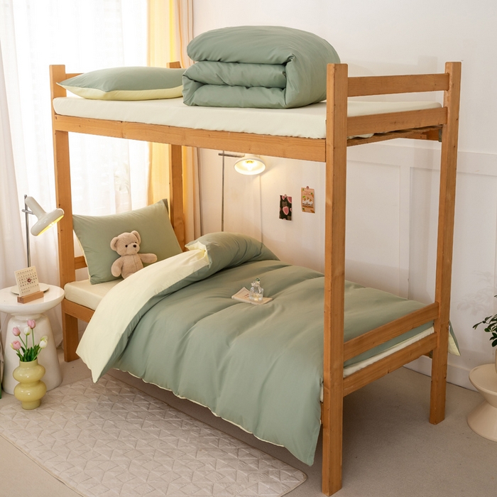 91家纺网 家纺一手货源 找家纺 （总）芷凡家纺 2024新款水洗磨毛纯色双拼学生三件套四件套