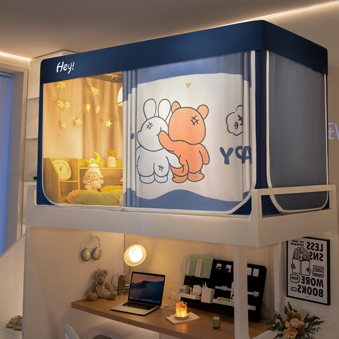 91家纺网 家纺一手货源 找家纺 飞轮海蚊帐 2025新款强遮光防蚊学生蚊帐-XZ-99（靠墙帘选配）在一起