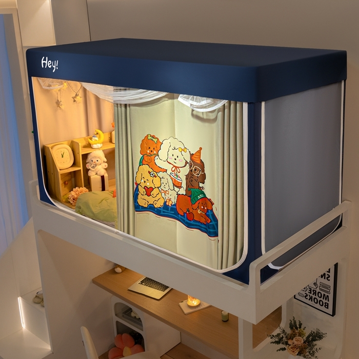 91家纺网 家纺一手货源 找家纺 飞轮海蚊帐 2025新款强遮光防蚊学生蚊帐-XZ-99（靠墙帘选配）快乐家族