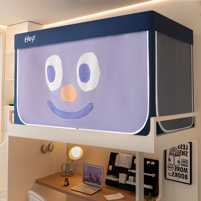 91家纺网 家纺一手货源 找家纺 飞轮海蚊帐 2025新款强遮光防蚊学生蚊帐-XZ-99（靠墙帘选配）开心紫