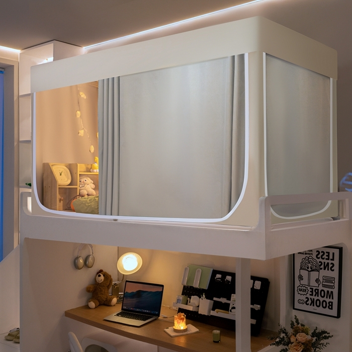 91家纺网 家纺一手货源 找家纺 飞轮海蚊帐 2025新款强遮光防蚊学生蚊帐-XZ-99（靠墙帘选配）奶油黄