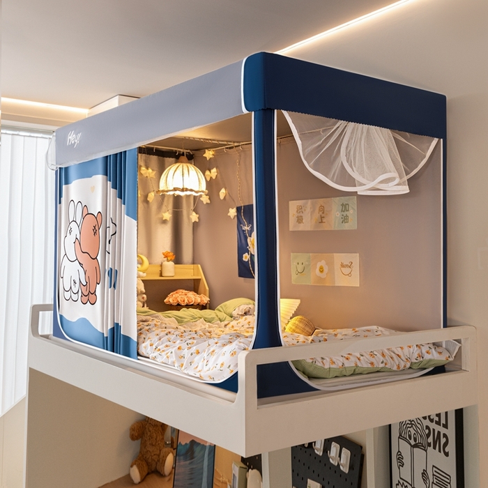 91家纺网 家纺一手货源 找家纺 飞轮海蚊帐 2025新款强遮光防蚊学生蚊帐-XZ-99（靠墙帘选配）在一起