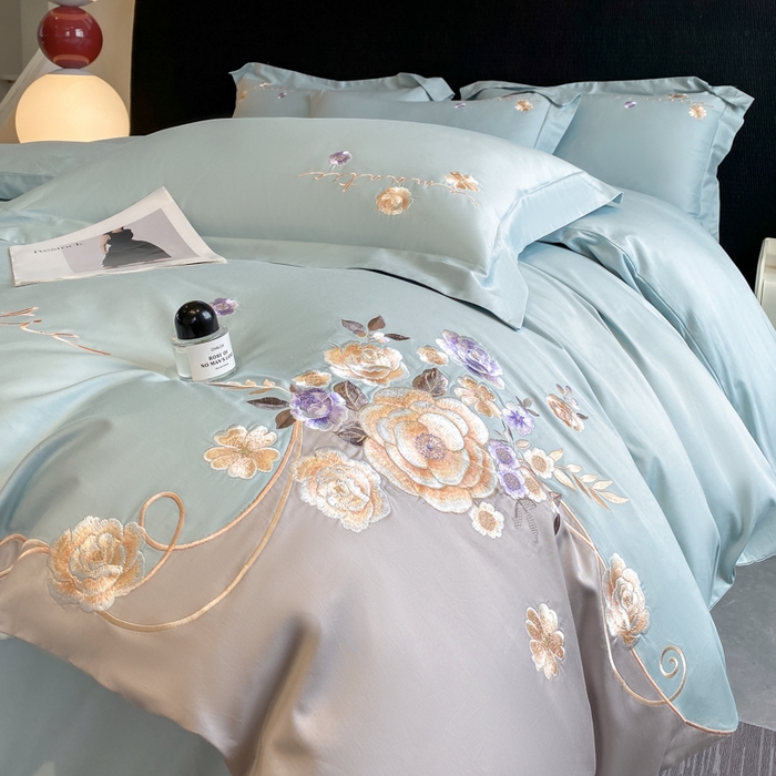 91家纺网 家纺一手货源 找家纺 （总）桃园 2025新款纯棉全棉长绒棉刺绣绣花四件套-梦境（高端礼盒）（券后不低于198）