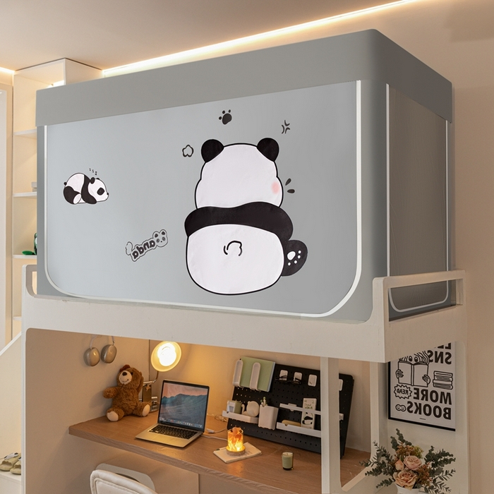 91家纺网 家纺一手货源 找家纺 飞轮海蚊帐 2025新款强遮光防蚊学生蚊帐-XZ-99（靠墙帘选配）熊猫宝