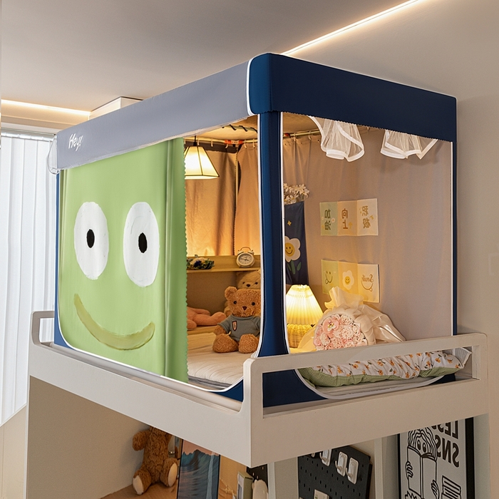 91家纺网 家纺一手货源 找家纺 飞轮海蚊帐 2025新款强遮光防蚊学生蚊帐-XZ-99（靠墙帘选配）开心绿