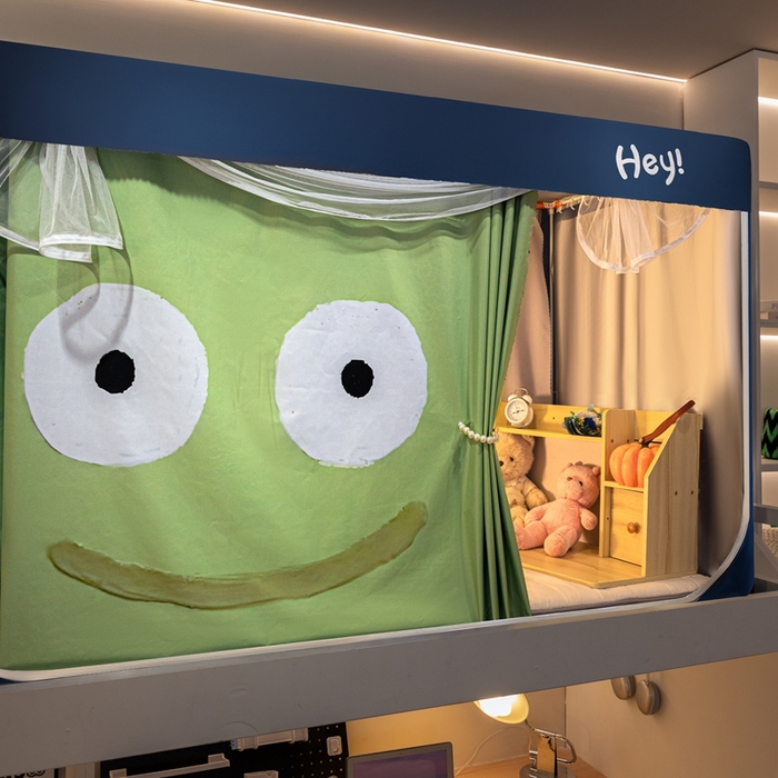 91家纺网 家纺一手货源 找家纺 飞轮海蚊帐 2025新款强遮光防蚊学生蚊帐-XZ-99（靠墙帘选配）开心绿