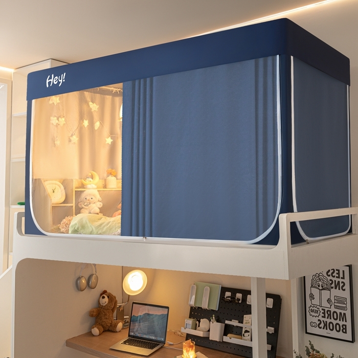 91家纺网 家纺一手货源 找家纺 飞轮海蚊帐 2025新款强遮光防蚊学生蚊帐-XZ-99（靠墙帘选配）宾利蓝