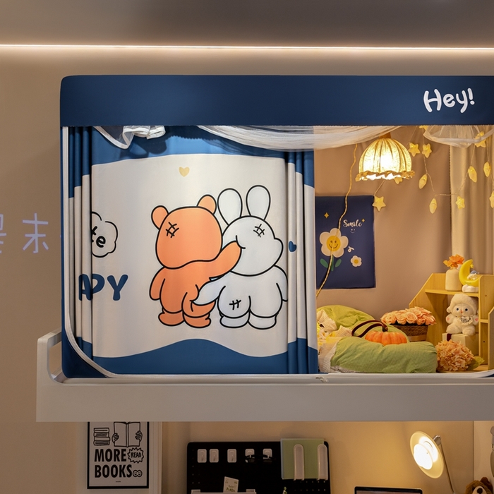 91家纺网 家纺一手货源 找家纺 飞轮海蚊帐 2025新款强遮光防蚊学生蚊帐-XZ-99（靠墙帘选配）在一起