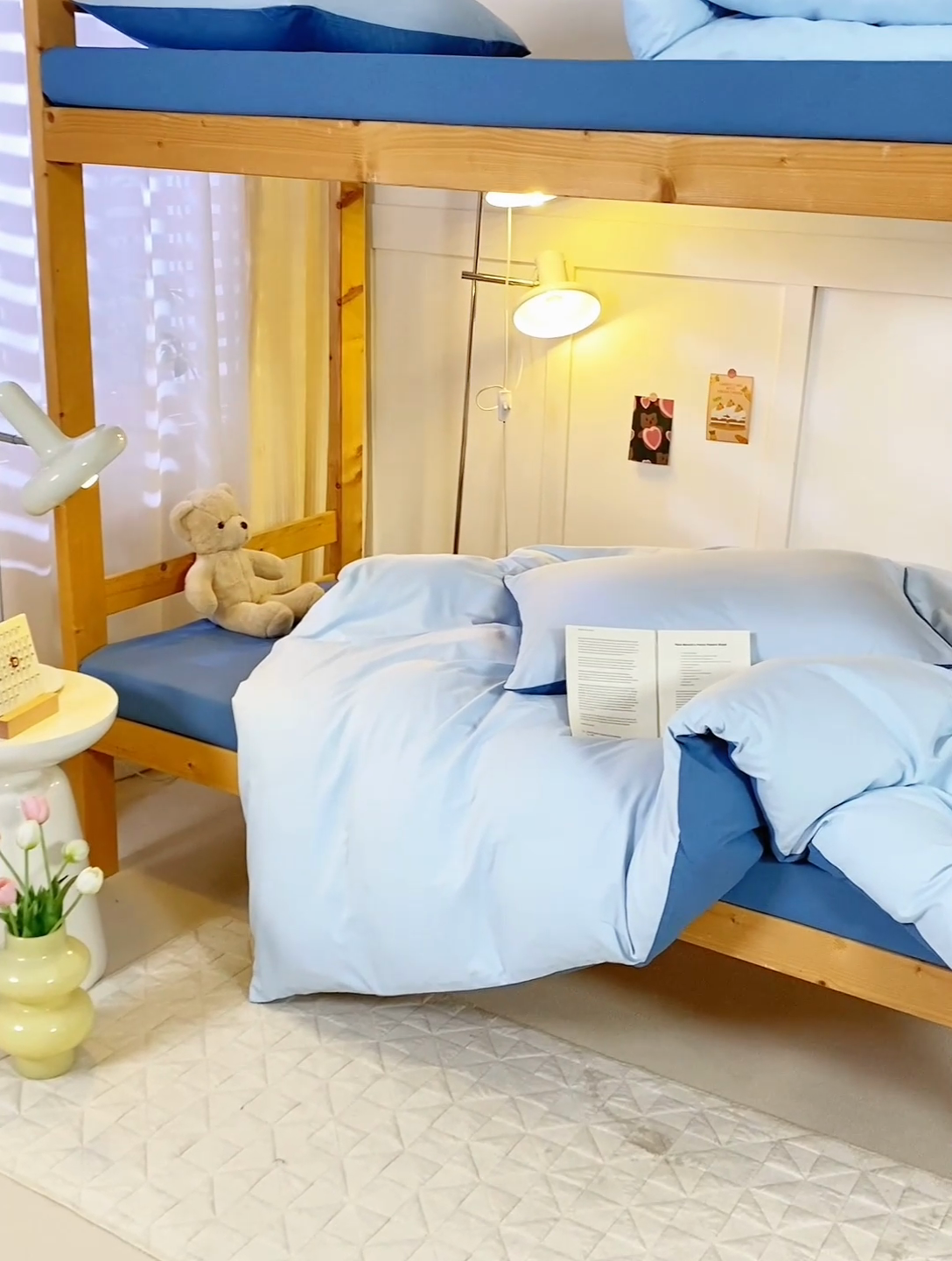 91家纺网 家纺一手货源 找家纺 芷凡家纺 2024新款水洗磨毛纯色双拼学生三件套四件套 天蓝+海蓝