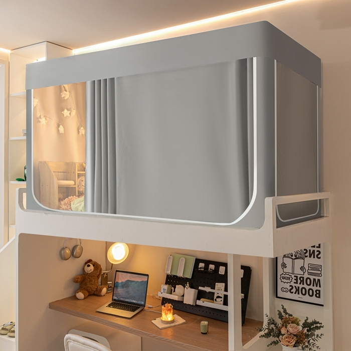 91家纺网 家纺一手货源 找家纺 飞轮海蚊帐 2025新款强遮光防蚊学生蚊帐-XZ-99（靠墙帘选配）银灰