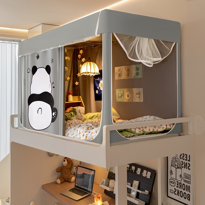 91家纺网 家纺一手货源 找家纺 飞轮海蚊帐 2025新款强遮光防蚊学生蚊帐-XZ-99（靠墙帘选配）熊猫宝