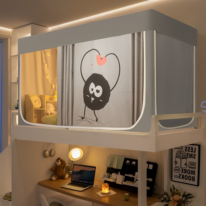 91家纺网 家纺一手货源 找家纺 飞轮海蚊帐 2025新款强遮光防蚊学生蚊帐-XZ-99（靠墙帘选配）爱心球