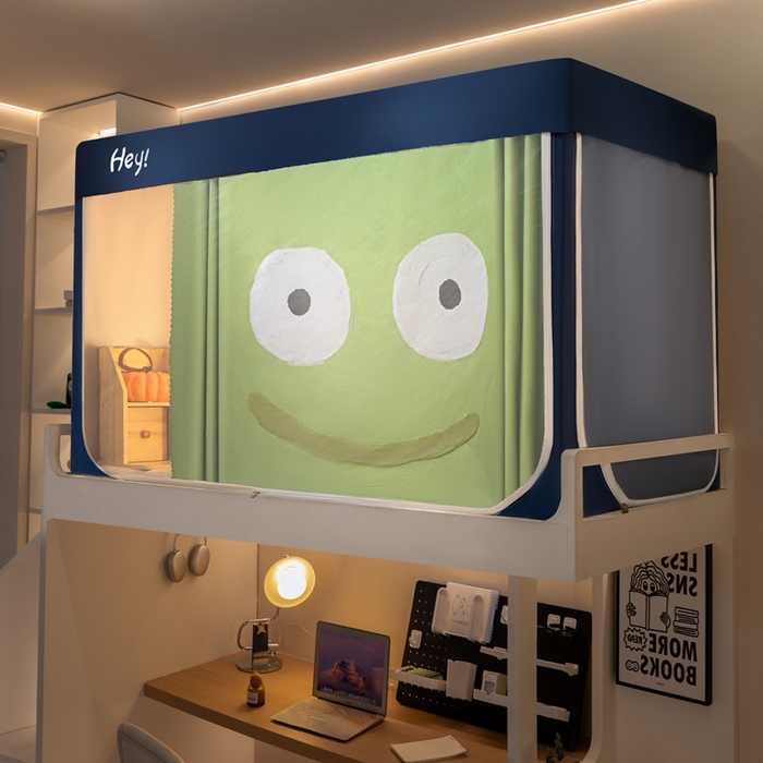 91家纺网 家纺一手货源 找家纺 飞轮海蚊帐 2025新款强遮光防蚊学生蚊帐-XZ-99（靠墙帘选配）开心绿