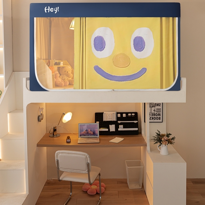 91家纺网 家纺一手货源 找家纺 飞轮海蚊帐 2025新款强遮光防蚊学生蚊帐-XZ-99（靠墙帘选配）开心黄