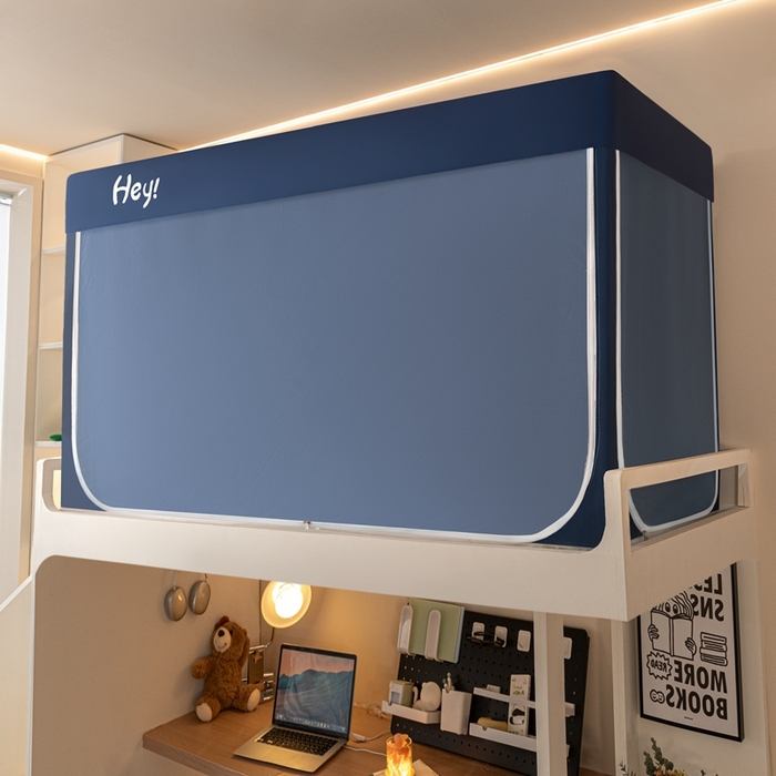 91家纺网 家纺一手货源 找家纺 飞轮海蚊帐 2025新款强遮光防蚊学生蚊帐-XZ-99（靠墙帘选配）宾利蓝