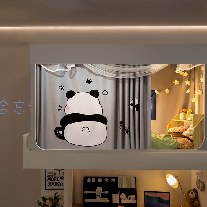 91家纺网 家纺一手货源 找家纺 飞轮海蚊帐 2025新款强遮光防蚊学生蚊帐-XZ-99（靠墙帘选配）熊猫宝