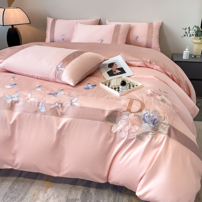 91家纺网 家纺一手货源 找家纺 （总）桃园 2025新款纯棉全棉长绒棉刺绣绣花四件套-蝶恋花 （高端礼盒）（券后不低于198）