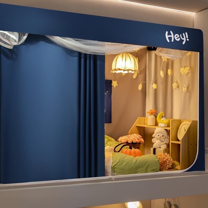 91家纺网 家纺一手货源 找家纺 飞轮海蚊帐 2025新款强遮光防蚊学生蚊帐-XZ-99（靠墙帘选配）宾利蓝