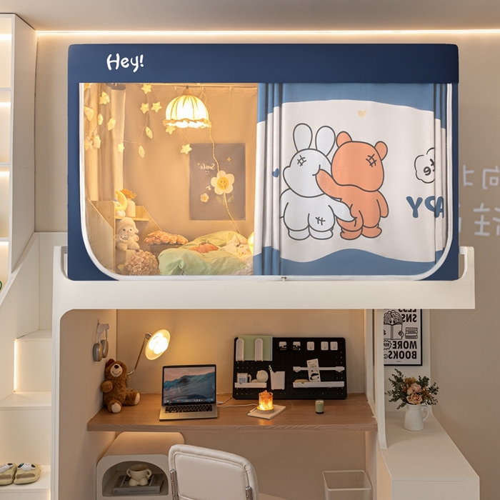 91家纺网 家纺一手货源 找家纺 飞轮海蚊帐 2025新款强遮光防蚊学生蚊帐-XZ-99（靠墙帘选配）在一起