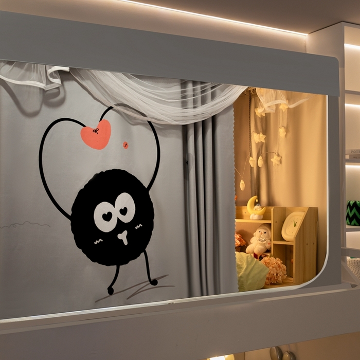 91家纺网 家纺一手货源 找家纺 飞轮海蚊帐 2025新款强遮光防蚊学生蚊帐-XZ-99（靠墙帘选配）爱心球