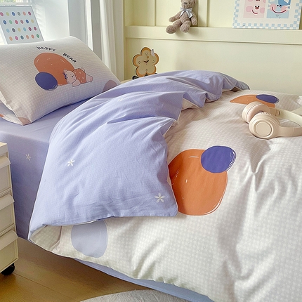 悦织湾家纺 2025新款全棉印花13372学生三件套 A6元气小熊