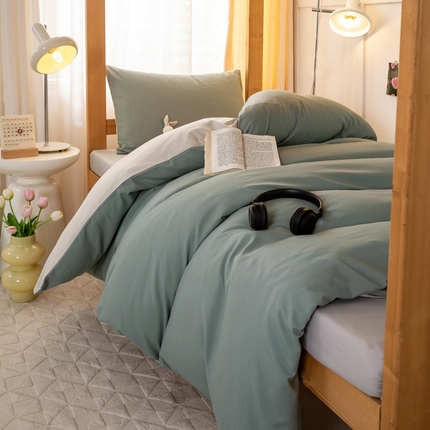 91家纺网 家纺一手货源 找家纺 （总）芷凡家纺 2024新款水洗磨毛纯色双拼学生三件套四件套