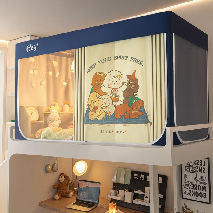 91家纺网 家纺一手货源 找家纺 飞轮海蚊帐 2025新款强遮光防蚊学生蚊帐-XZ-99（靠墙帘选配）快乐家族