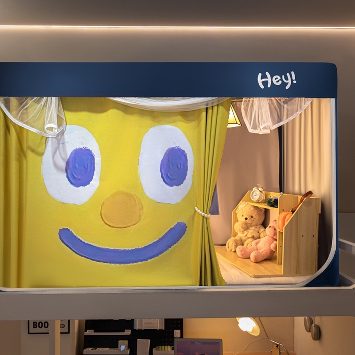 91家纺网 家纺一手货源 找家纺 飞轮海蚊帐 2025新款强遮光防蚊学生蚊帐-XZ-99（靠墙帘选配）开心黄