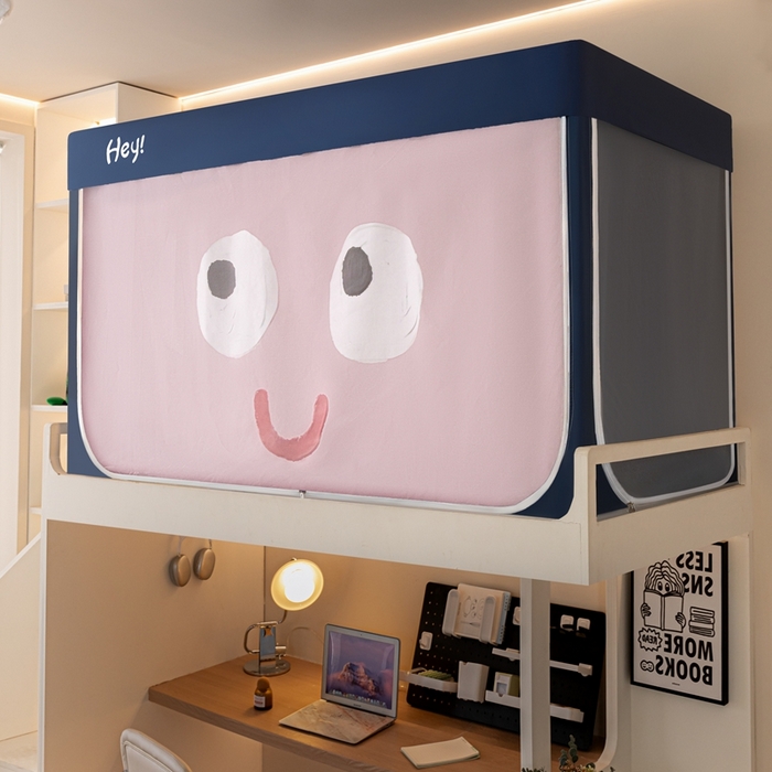 91家纺网 家纺一手货源 找家纺 飞轮海蚊帐 2025新款强遮光防蚊学生蚊帐-XZ-99（靠墙帘选配）开心粉