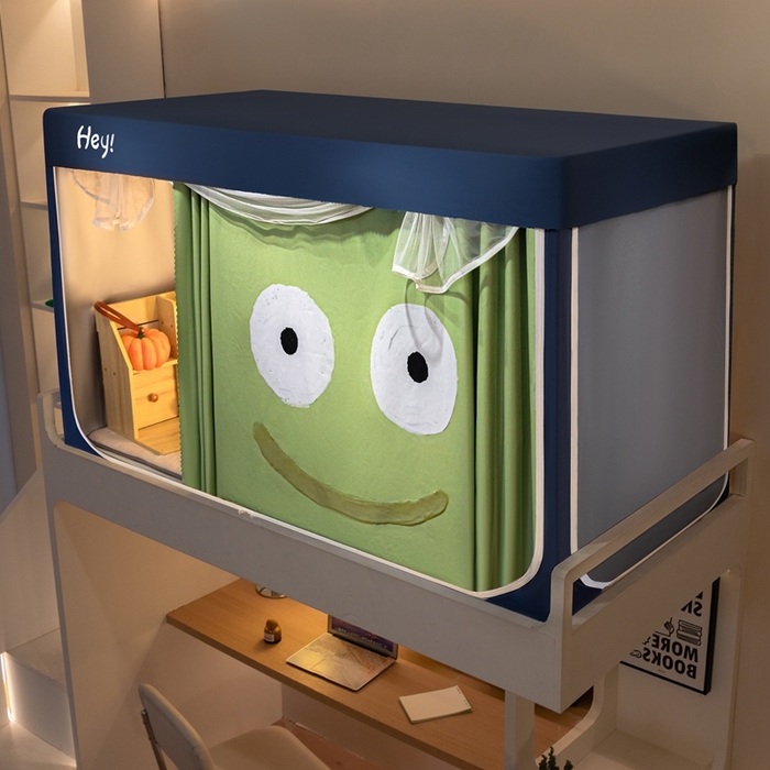 91家纺网 家纺一手货源 找家纺 飞轮海蚊帐 2025新款强遮光防蚊学生蚊帐-XZ-99（靠墙帘选配）开心绿