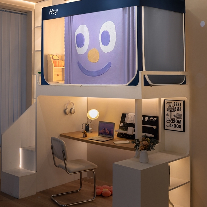 91家纺网 家纺一手货源 找家纺 飞轮海蚊帐 2025新款强遮光防蚊学生蚊帐-XZ-99（靠墙帘选配）开心紫