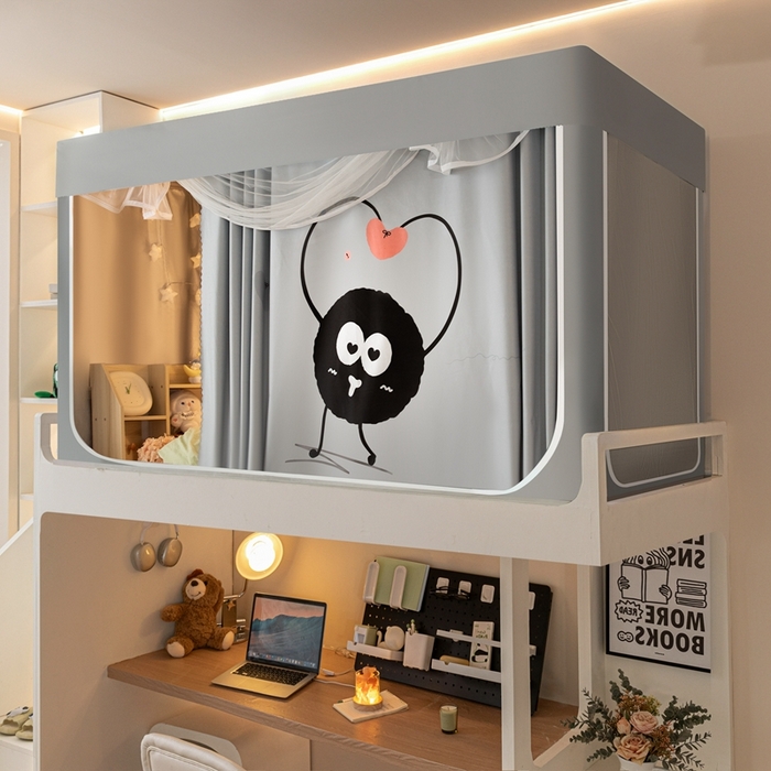 91家纺网 家纺一手货源 找家纺 飞轮海蚊帐 2025新款强遮光防蚊学生蚊帐-XZ-99（靠墙帘选配）爱心球