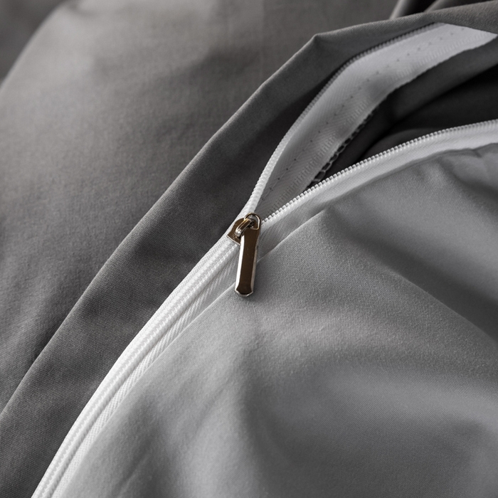 91家纺网 家纺一手货源 找家纺 芷凡家纺 2024新款水洗磨毛纯色双拼学生三件套四件套 中灰+银灰