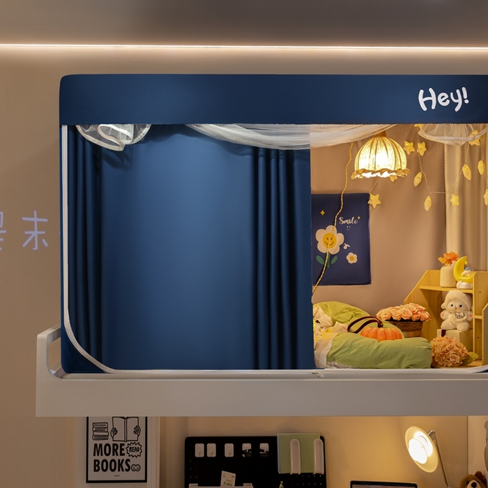 91家纺网 家纺一手货源 找家纺 飞轮海蚊帐 2025新款强遮光防蚊学生蚊帐-XZ-99（靠墙帘选配）宾利蓝