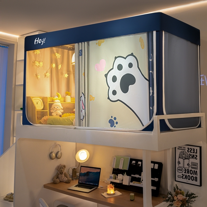 91家纺网 家纺一手货源 找家纺 飞轮海蚊帐 2025新款强遮光防蚊学生蚊帐-XZ-99（靠墙帘选配）你好