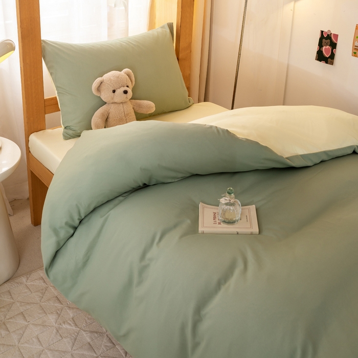 91家纺网 家纺一手货源 找家纺 （总）芷凡家纺 2024新款水洗磨毛纯色双拼学生三件套四件套