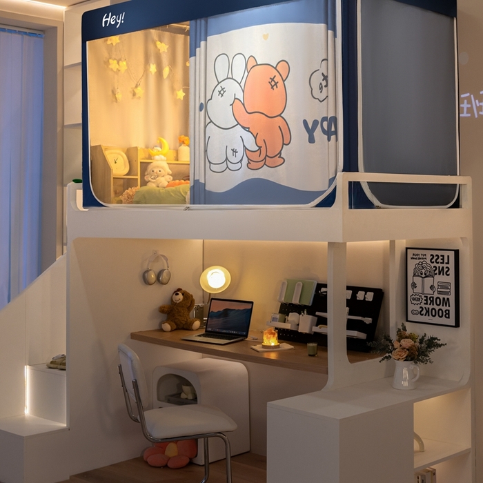 91家纺网 家纺一手货源 找家纺 飞轮海蚊帐 2025新款强遮光防蚊学生蚊帐-XZ-99（靠墙帘选配）在一起