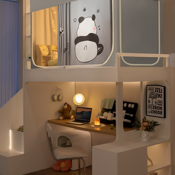 91家纺网 家纺一手货源 找家纺 飞轮海蚊帐 2025新款强遮光防蚊学生蚊帐-XZ-99（靠墙帘选配）熊猫宝