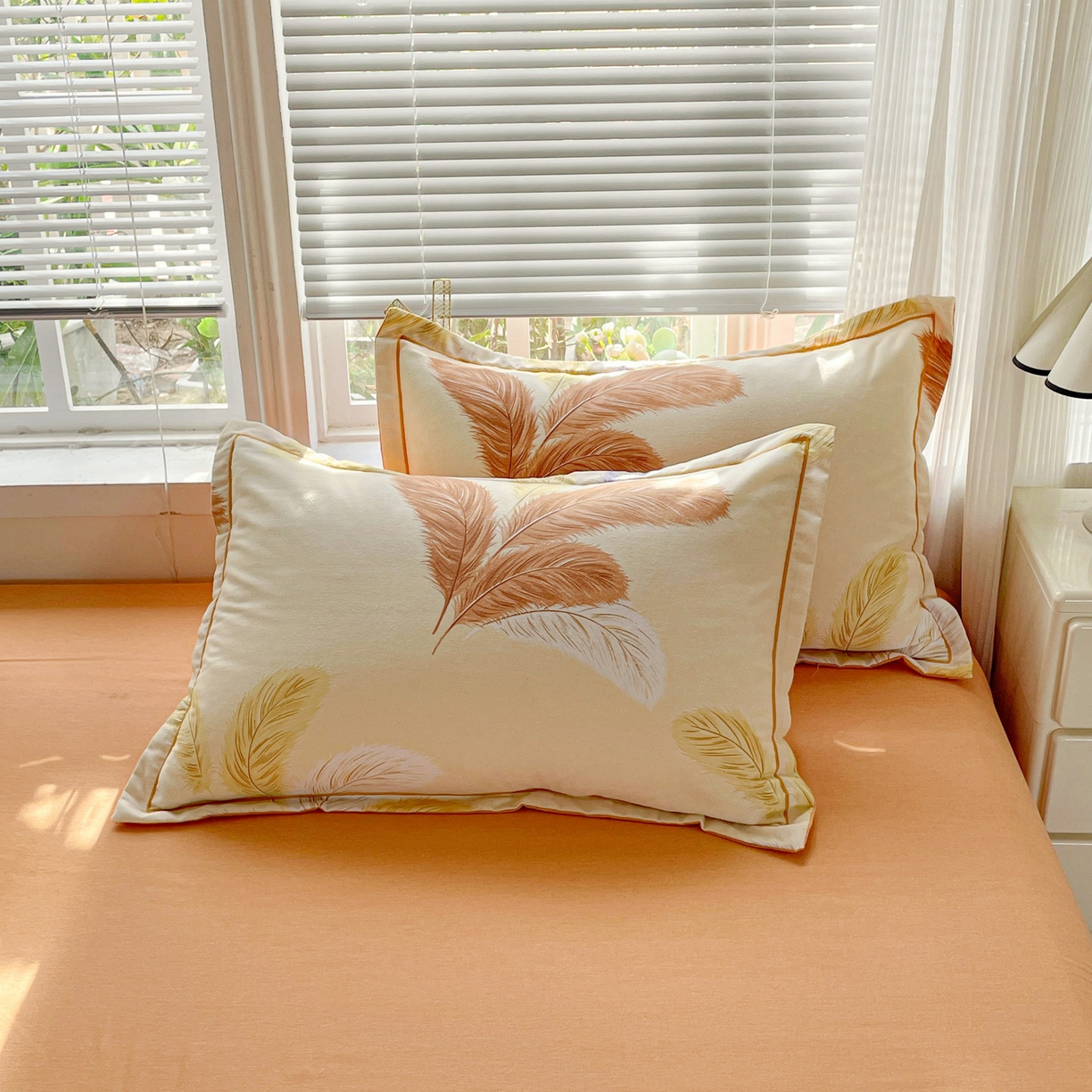 91家纺网 家纺一手货源 找家纺 纽缦家纺 2025新款全棉纯棉磨毛印花单品枕套 枕套单件 加州阳光米