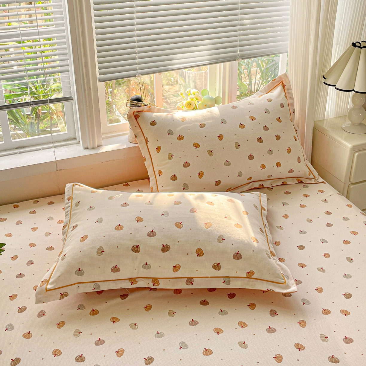 91家纺网 家纺一手货源 找家纺 纽缦家纺 2025新款全棉纯棉磨毛印花单品枕套 枕套单件 贝贝南瓜米