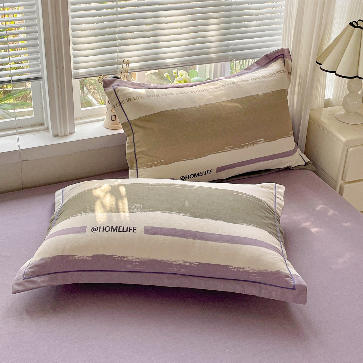 91家纺网 家纺一手货源 找家纺 纽缦家纺 2025新款全棉纯棉磨毛印花单品枕套 枕套单件 畅想灰