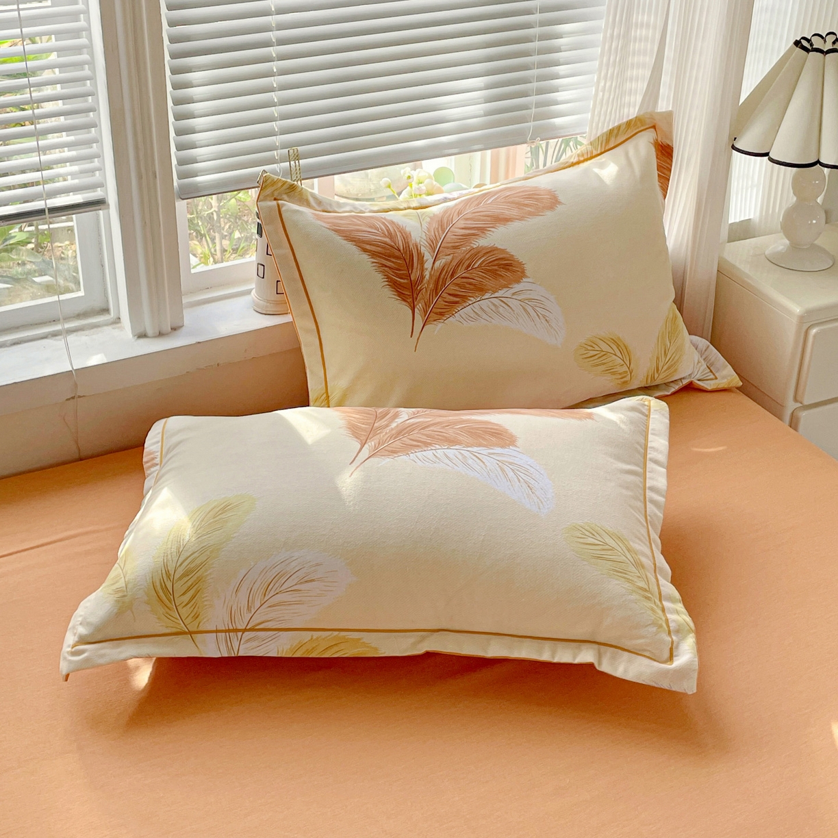 91家纺网 家纺一手货源 找家纺 纽缦家纺 2025新款全棉纯棉磨毛印花单品枕套 枕套单件 加州阳光米