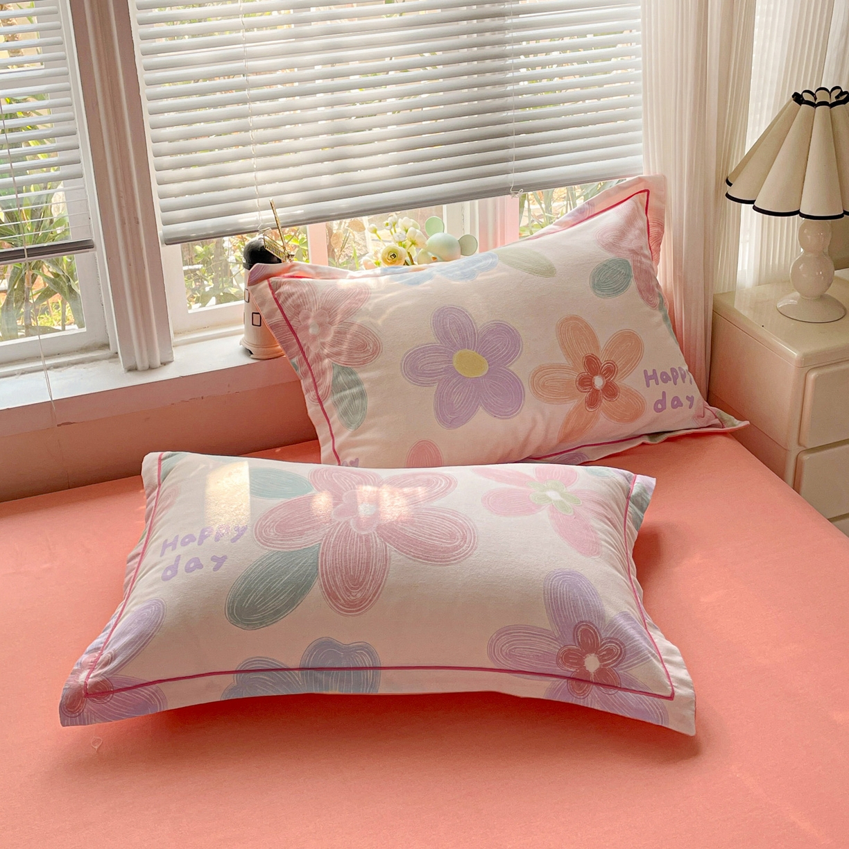 91家纺网 家纺一手货源 找家纺 纽缦家纺 2025新款全棉纯棉磨毛印花单品枕套 枕套单件 洛城时光