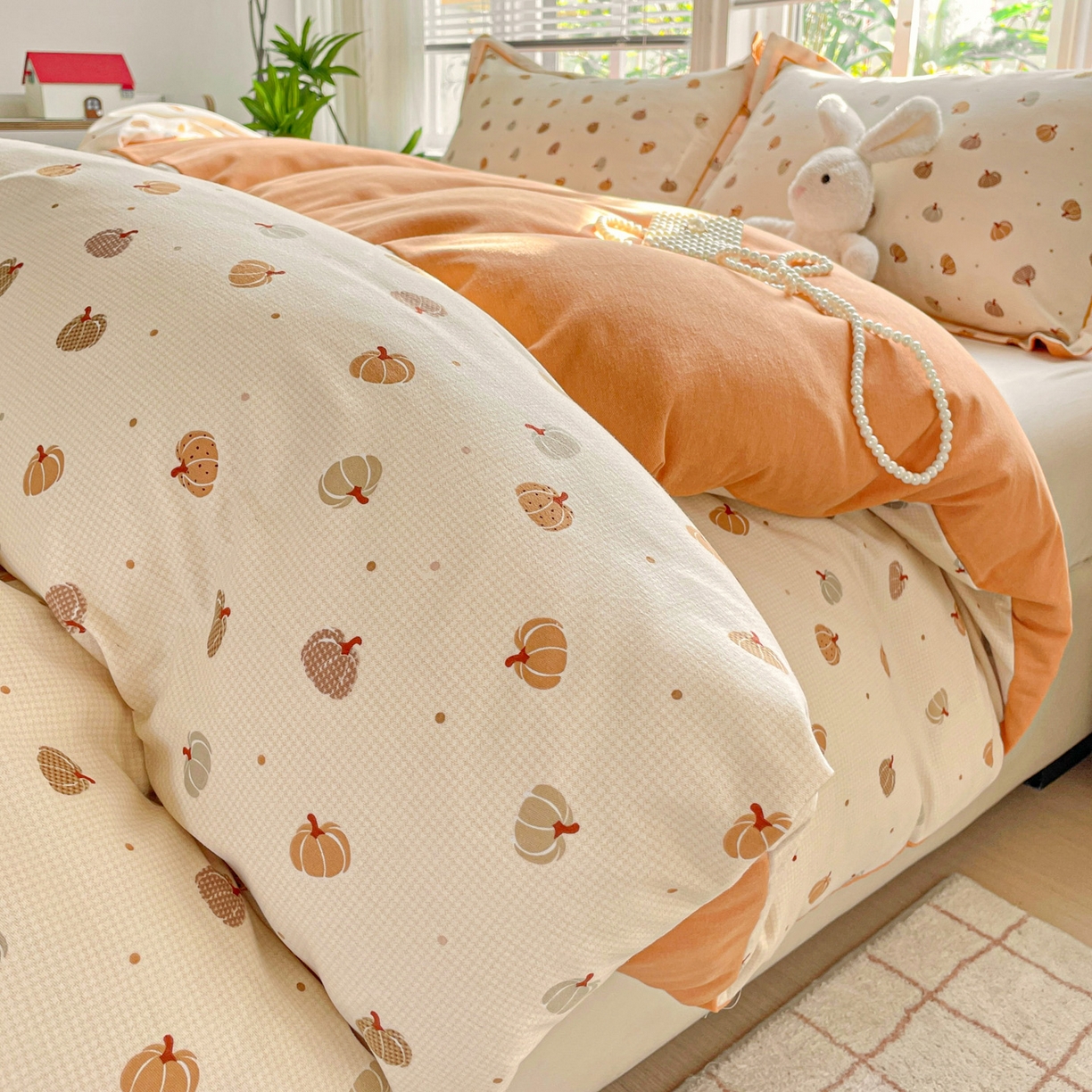 纽缦家纺 2025新款全棉纯棉磨毛印花单被套 被套单件 贝贝南瓜米