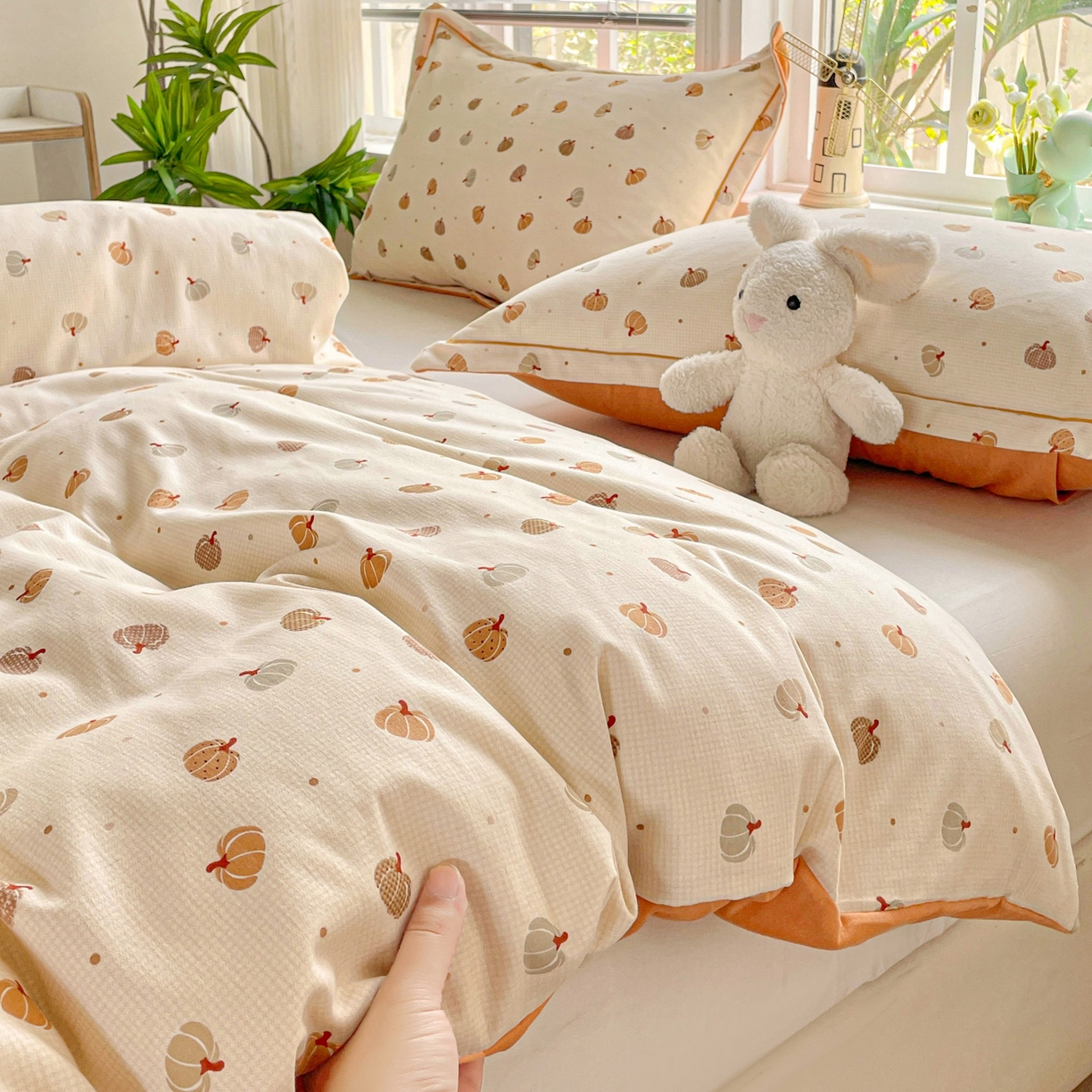 91家纺网 家纺一手货源 找家纺 纽缦家纺 2025新款全棉纯棉磨毛印花单被套 被套单件 贝贝南瓜米