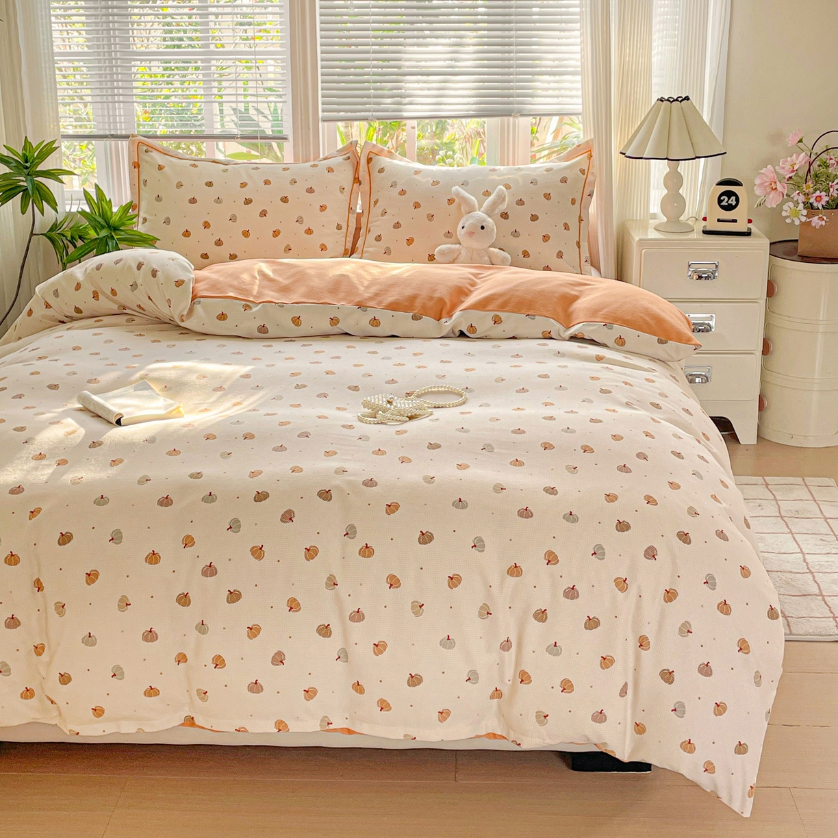 91家纺网 家纺一手货源 找家纺 纽缦家纺 2025新款全棉纯棉磨毛印花单被套 被套单件 贝贝南瓜米