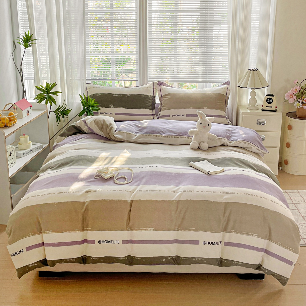 91家纺网 家纺一手货源 找家纺 纽缦家纺 2025新款全棉纯棉磨毛印花单被套 被套单件 畅想灰