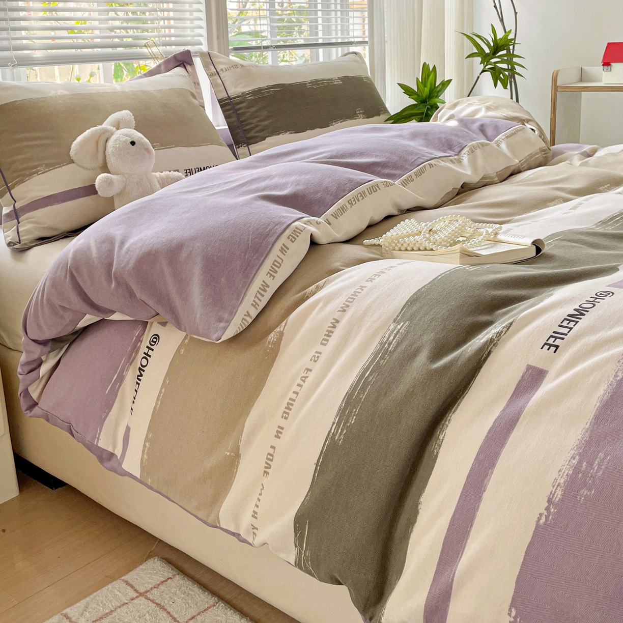 91家纺网 家纺一手货源 找家纺 纽缦家纺 2025新款全棉纯棉磨毛印花单被套 被套单件 畅想灰